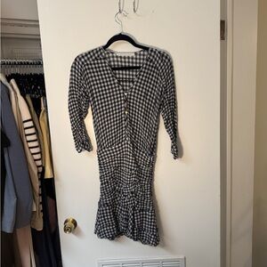 Veronica Beard • 3-Quarter Sleeve Gingham Ruched Dress • XS